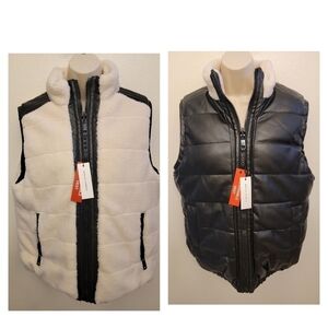 NWT Rebecca Minkoff Sherpa and Vegan Leather Reversible Vest